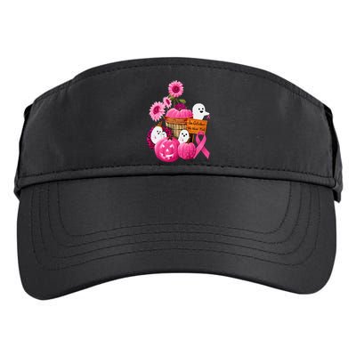 In October We Wear Pink Ghosts & Pumpkins For Breast Cancer Adult Drive Performance Visor