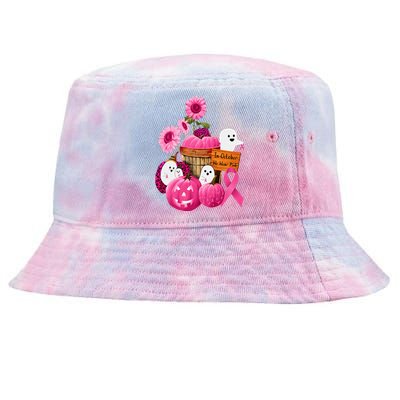 In October We Wear Pink Ghosts & Pumpkins For Breast Cancer Tie-Dyed Bucket Hat