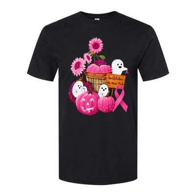 In October We Wear Pink Ghosts & Pumpkins For Breast Cancer Softstyle® CVC T-Shirt