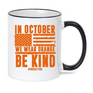 In October We Wear Orange Be Kind End Bullying 11oz Black Color Changing Mug