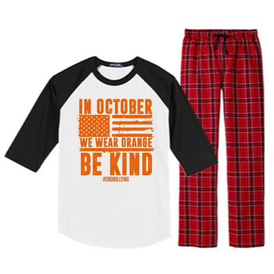 In October We Wear Orange Be Kind End Bullying Raglan Sleeve Pajama Set