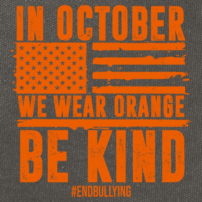 In October We Wear Orange Be Kind End Bullying Cotton Canvas Backpack
