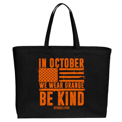 In October We Wear Orange Be Kind End Bullying Cotton Canvas Jumbo Tote