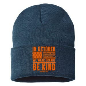 In October We Wear Orange Be Kind End Bullying Sustainable Knit Beanie