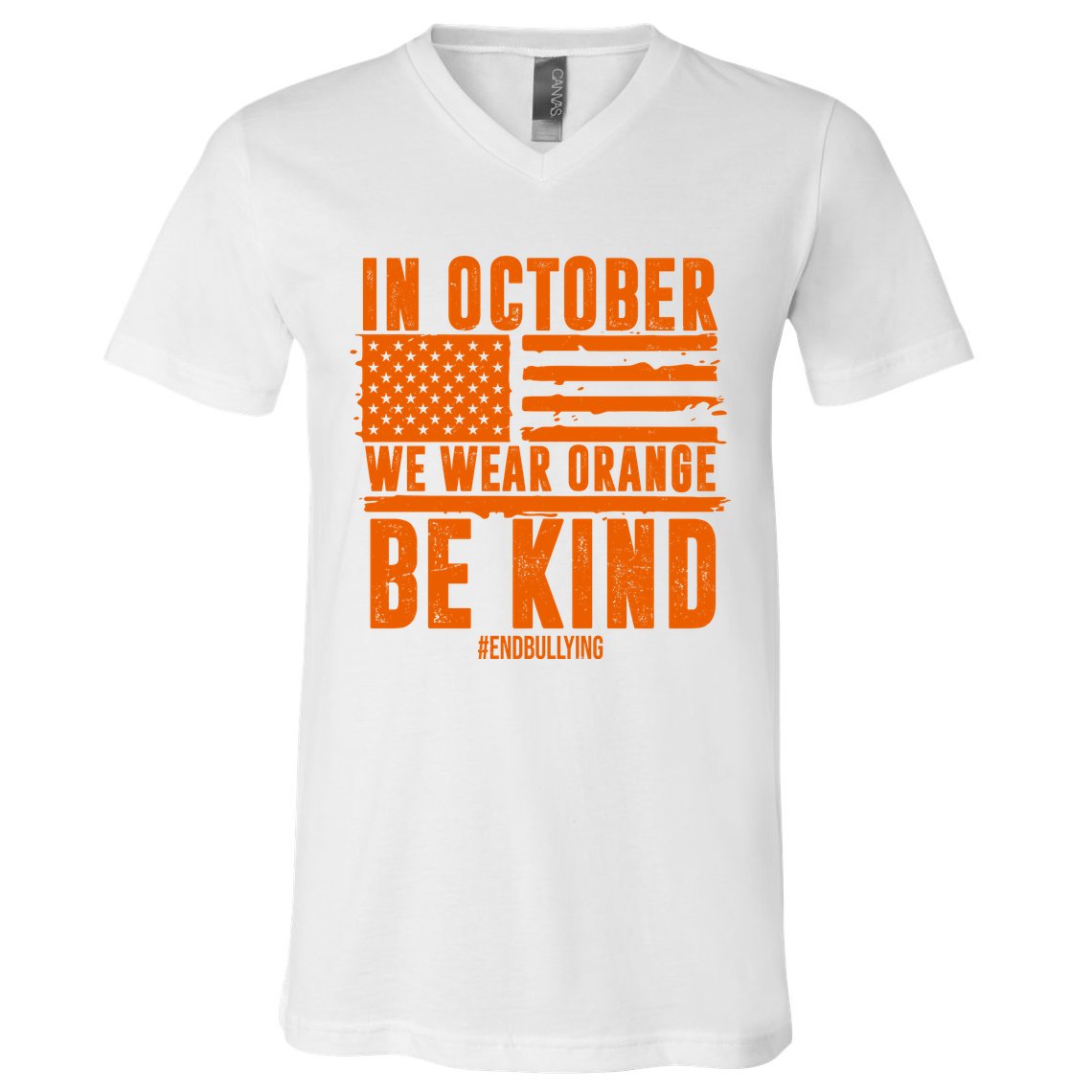 In October We Wear Orange Be Kind End Bullying V-Neck T-Shirt