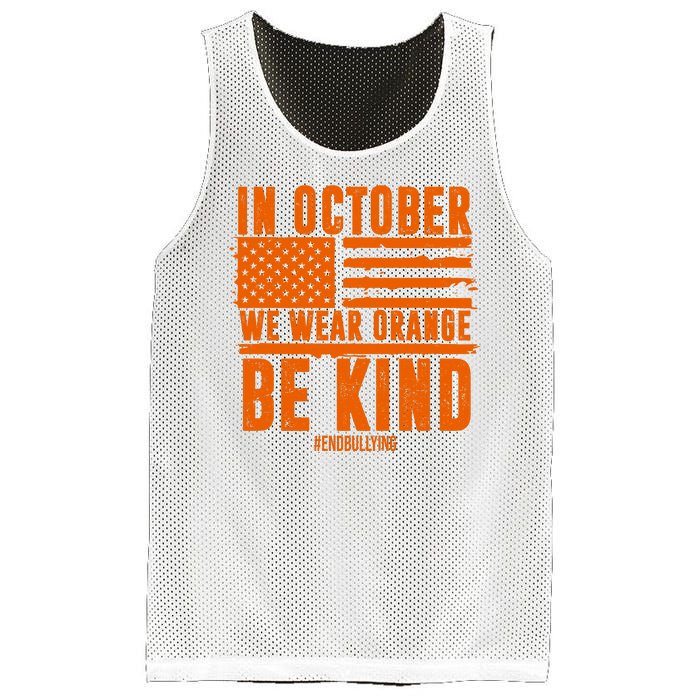 In October We Wear Orange Be Kind End Bullying Mesh Reversible Basketball Jersey Tank