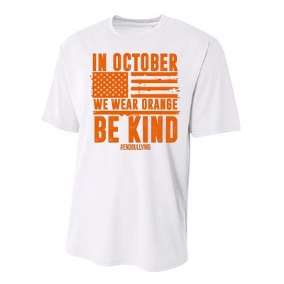 In October We Wear Orange Be Kind End Bullying Performance Sprint T-Shirt