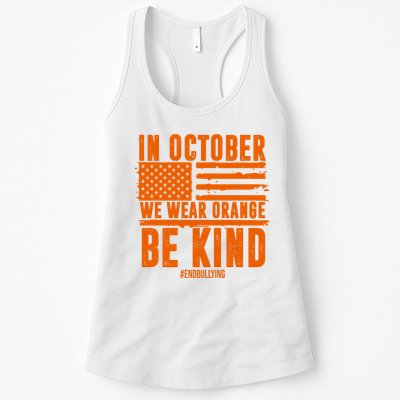 In October We Wear Orange Be Kind End Bullying Womens Tank Top