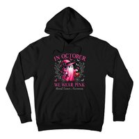 In October We Wear Ghost Witch Breast Cancer Awareness Hoodie