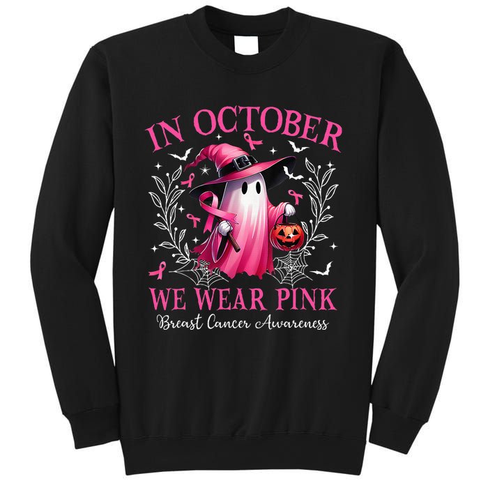 In October We Wear Ghost Witch Breast Cancer Awareness Sweatshirt