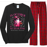 In October We Wear Ghost Witch Breast Cancer Awareness Long Sleeve Pajama Set