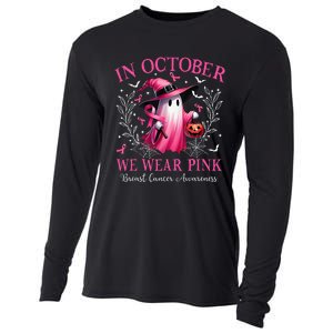 In October We Wear Ghost Witch Breast Cancer Awareness Cooling Performance Long Sleeve Crew