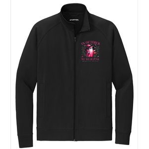 In October We Wear Ghost Witch Breast Cancer Awareness Stretch Full-Zip Cadet Jacket