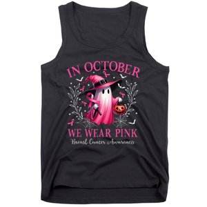 In October We Wear Ghost Witch Breast Cancer Awareness Tank Top