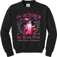 In October We Wear Ghost Witch Breast Cancer Awareness Kids Sweatshirt