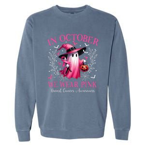 In October We Wear Ghost Witch Breast Cancer Awareness Garment-Dyed Sweatshirt