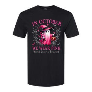 In October We Wear Ghost Witch Breast Cancer Awareness Softstyle CVC T-Shirt