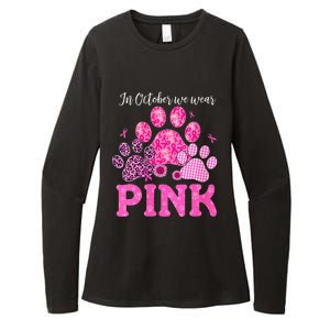 In October We Wear Pink Dog Cat Paw Breast Cancer Awareness Womens CVC Long Sleeve Shirt