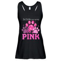 In October We Wear Pink Dog Cat Paw Breast Cancer Awareness Ladies Essential Flowy Tank