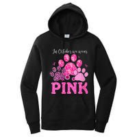 In October We Wear Pink Dog Cat Paw Breast Cancer Awareness Women's Pullover Hoodie