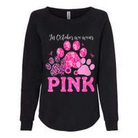 In October We Wear Pink Dog Cat Paw Breast Cancer Awareness Womens California Wash Sweatshirt