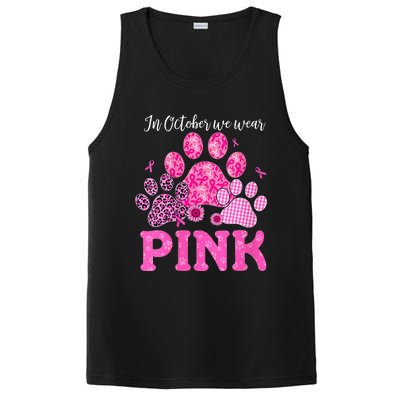 In October We Wear Pink Dog Cat Paw Breast Cancer Awareness PosiCharge Competitor Tank