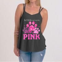 In October We Wear Pink Dog Cat Paw Breast Cancer Awareness Women's Strappy Tank