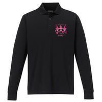 In October We Wear Pink Skull Witch Breast Cancer Awareness Performance Long Sleeve Polo