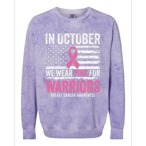 In October Wear Pink Support Warrior Breast Cancer Awarenes Colorblast Crewneck Sweatshirt