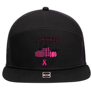 In October We Wear Pink Thanksgiving Breast Cancer Awareness 7 Panel Mesh Trucker Snapback Hat