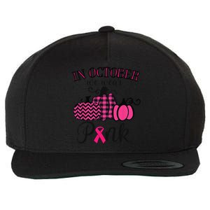 In October We Wear Pink Thanksgiving Breast Cancer Awareness Wool Snapback Cap