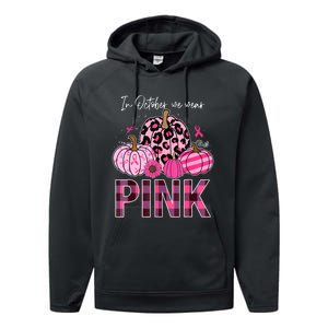 In October We Wear Pink Pumpkin Breast Cancer Awareness Performance Fleece Hoodie