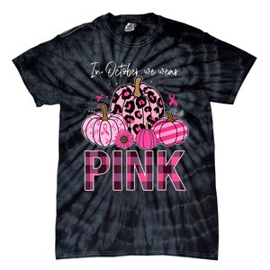 In October We Wear Pink Pumpkin Breast Cancer Awareness Tie-Dye T-Shirt