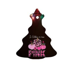 In October We Wear Pink Pumpkin Breast Cancer Awareness Ceramic Tree Ornament