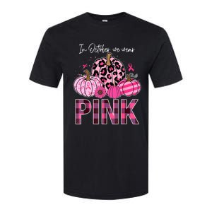 In October We Wear Pink Pumpkin Breast Cancer Awareness Softstyle CVC T-Shirt