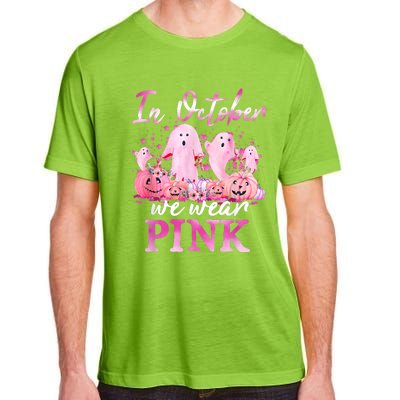 In October We Wear Pink Ghost Pumpkin Breast Cancer Warrior Adult ChromaSoft Performance T-Shirt