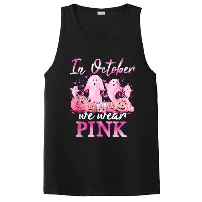 In October We Wear Pink Ghost Pumpkin Breast Cancer Warrior PosiCharge Competitor Tank