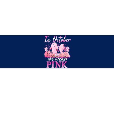 In October We Wear Pink Ghost Pumpkin Breast Cancer Warrior Bumper Sticker