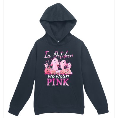 In October We Wear Pink Ghost Pumpkin Breast Cancer Warrior Urban Pullover Hoodie