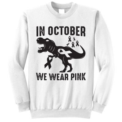 In October We Wear Pink Breast Cancer Awareness Dinosaur Sweatshirt