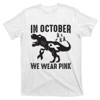 In October We Wear Pink Breast Cancer Awareness Dinosaur T-Shirt