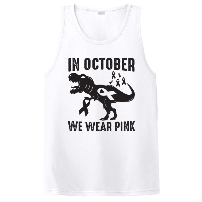 In October We Wear Pink Breast Cancer Awareness Dinosaur PosiCharge Competitor Tank