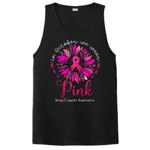 In October We Wear Pink Sunflower Breast Cancer Awareness PosiCharge Competitor Tank