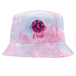 In October We Wear Pink Sunflower Breast Cancer Awareness Tie-Dyed Bucket Hat