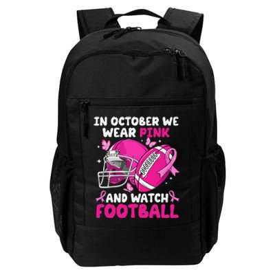 In October We Wear Pin.K Football Breast Cancer Awareness Daily Commute Backpack