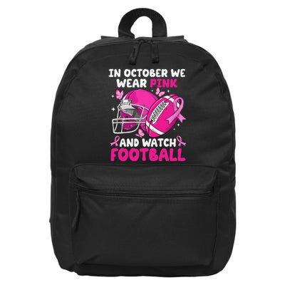 In October We Wear Pin.K Football Breast Cancer Awareness 16 in Basic Backpack