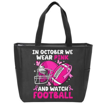 In October We Wear Pin.K Football Breast Cancer Awareness Zip Tote Bag