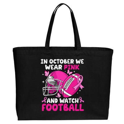 In October We Wear Pin.K Football Breast Cancer Awareness Cotton Canvas Jumbo Tote