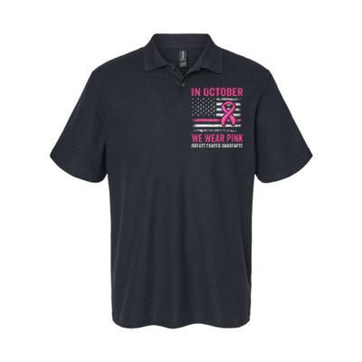 In October We Wear Pin.K Us Flag Breast Cancer Awareness Softstyle Adult Sport Polo