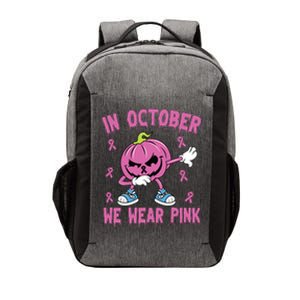 In October We Wear Pink Breast Cancer Pumpkin Halloween Vector Backpack